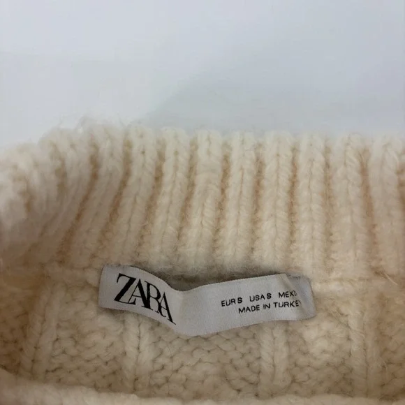 Zara Womens Size Small Ivory Cable Knit Pullover Cropped Sweater Vest - Picture 3 of 9